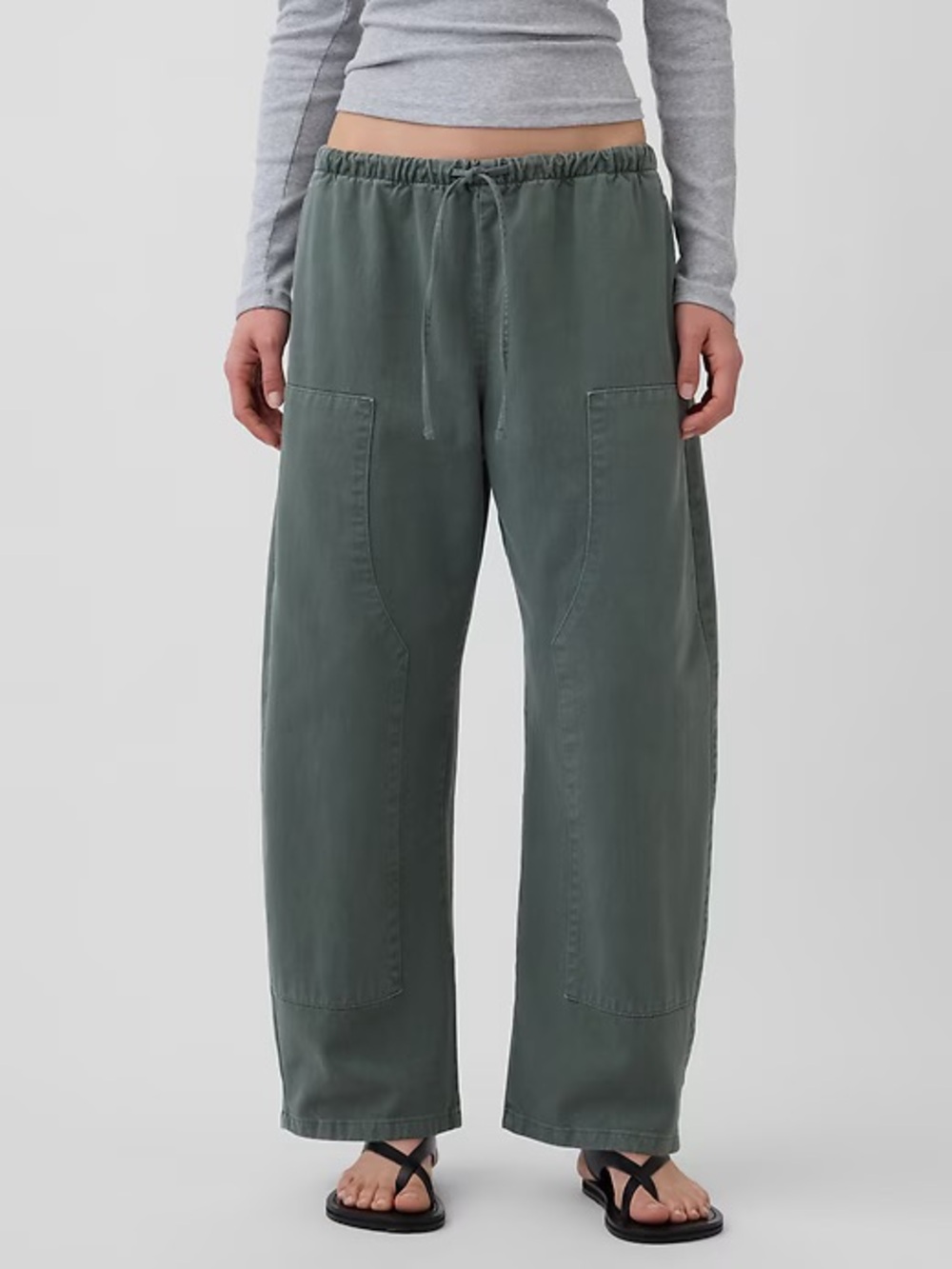 GAP Olive Green Wide-Leg Drawstring Utility Pants